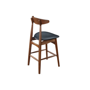 Tabouret de bar vintage noyer et PU noir 65 cm (lot de 2) WALFORD