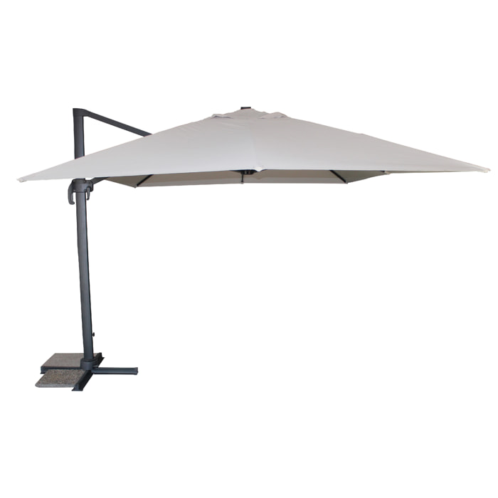 SEVILLA - Parasol avec pied excentré en acier et toile grise