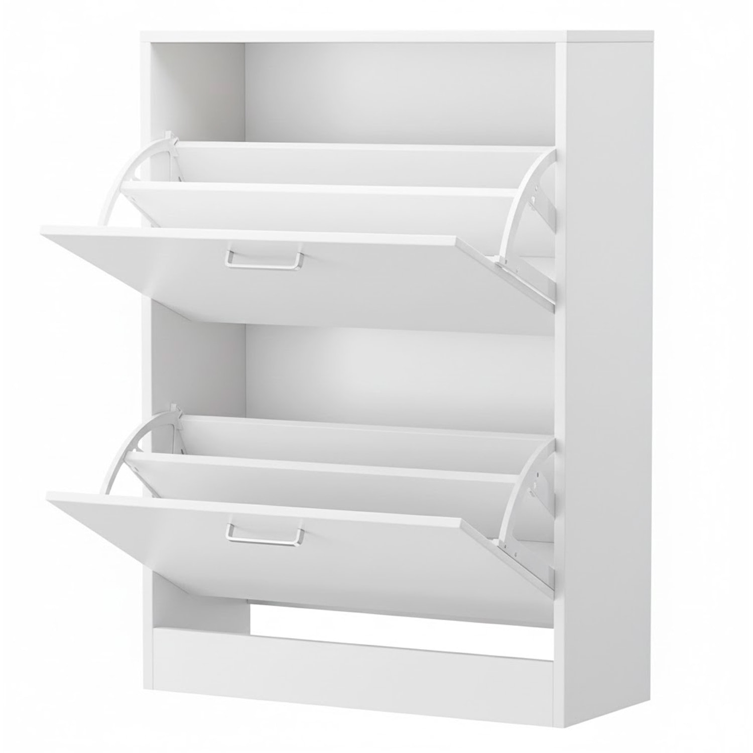 Scarpiera A 2 Ribalte Salvaspazio Con Doppia Profondità Mobile Portascarpe Per Ingresso Corridoio Contiene 12 Paia Di Scarpe 76 x 50 x 22 Cm Bianco