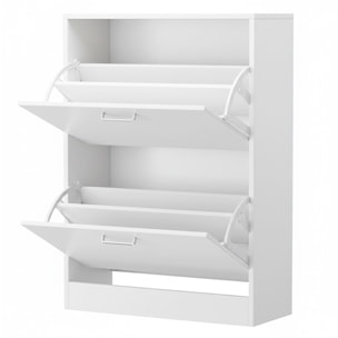 Scarpiera A 2 Ribalte Salvaspazio Con Doppia Profondità Mobile Portascarpe Per Ingresso Corridoio Contiene 12 Paia Di Scarpe 76 x 50 x 22 Cm Bianco