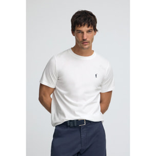 Camiseta blanca con cuello redondo y bordado Rigby Go