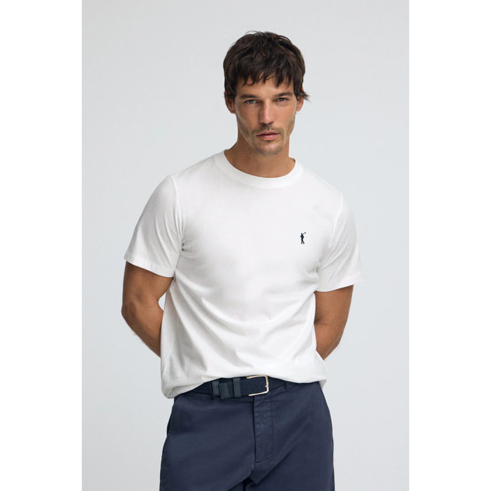 Camiseta blanca con cuello redondo y bordado Rigby Go