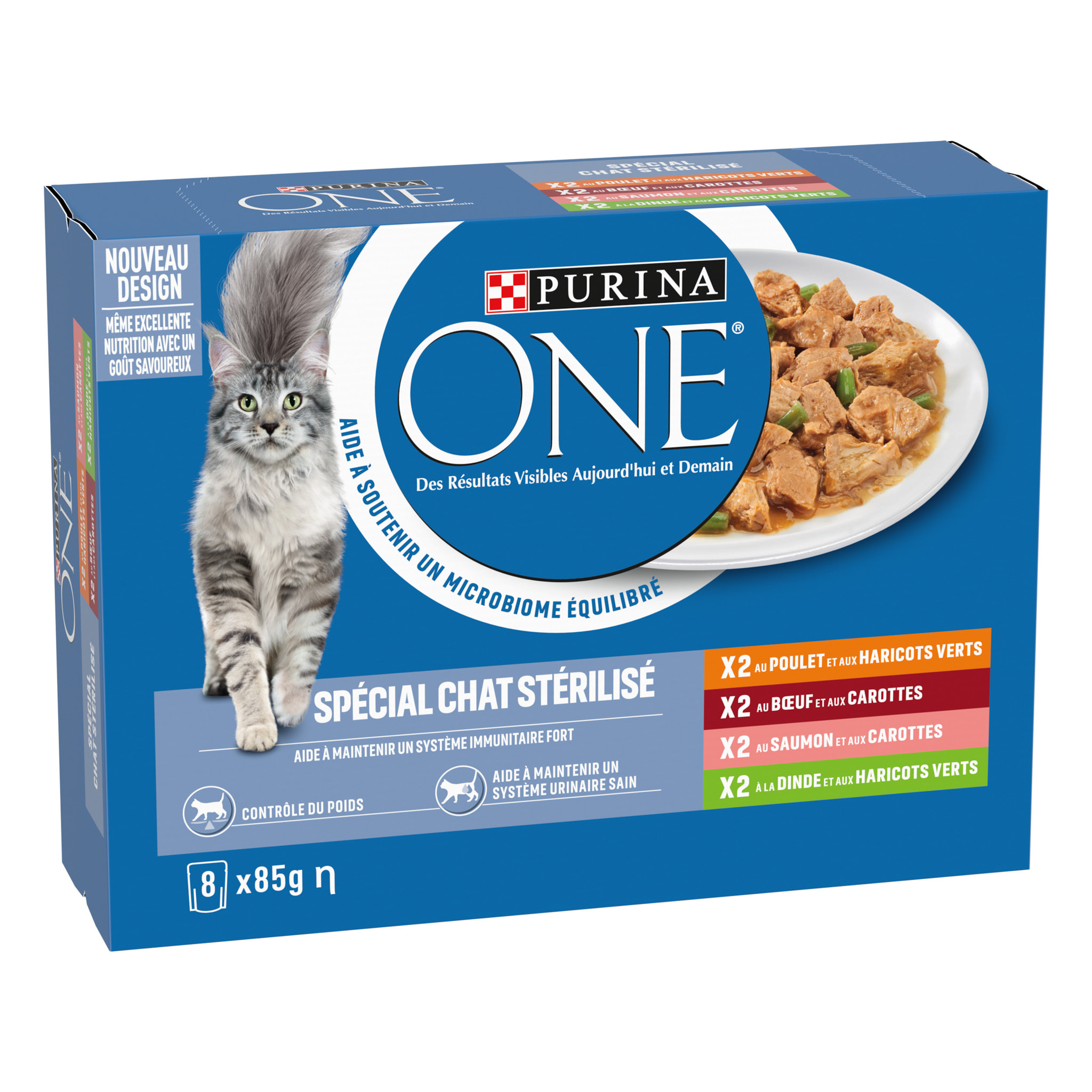 PURINA ONE Chat Stérilisé Multivariétés 8x85g - Lot de 10