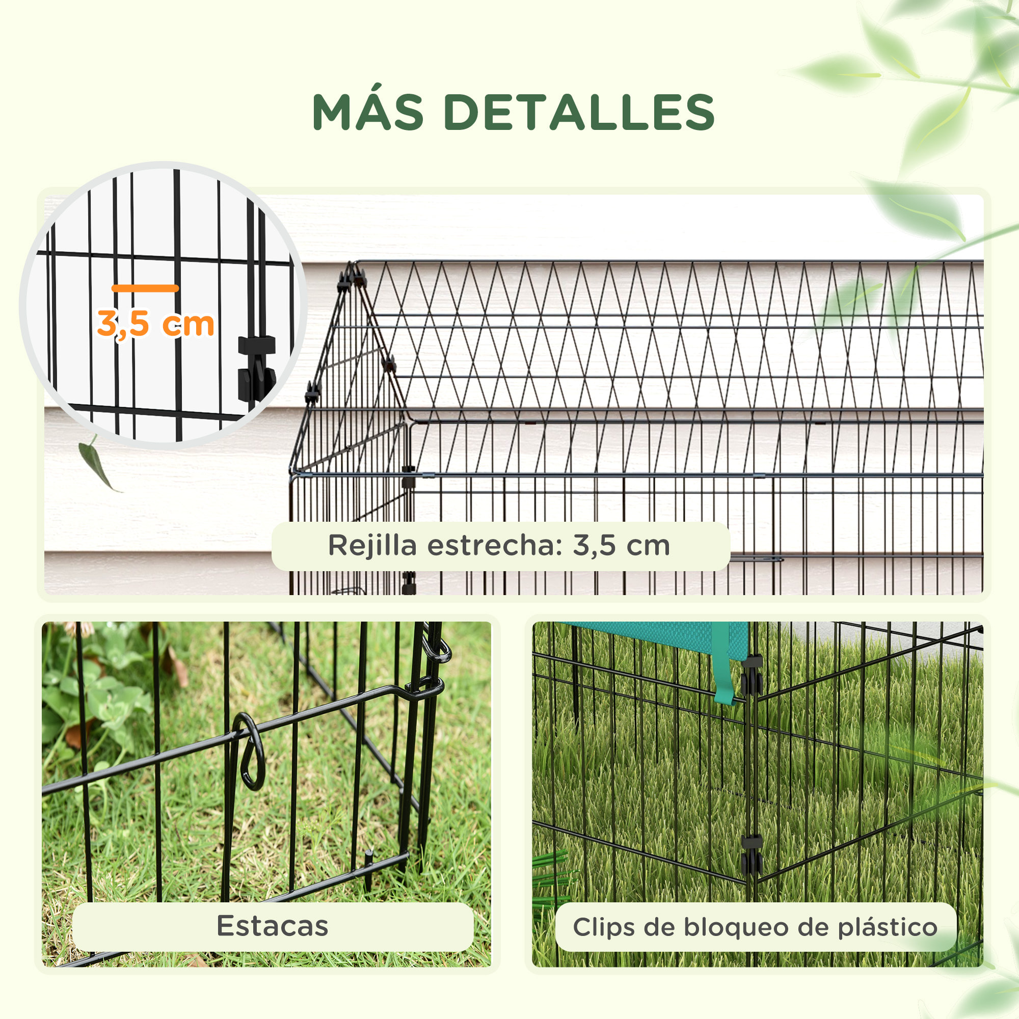 Jaula para Animales Pequeños Jaula para Roedores de Acero con Puertas y Tela Superior Jaula para Conejos Chinchillas Gallinas 185x75x75 cm Verde