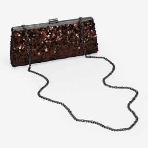 Bolso clutch marrón con lentejuelas