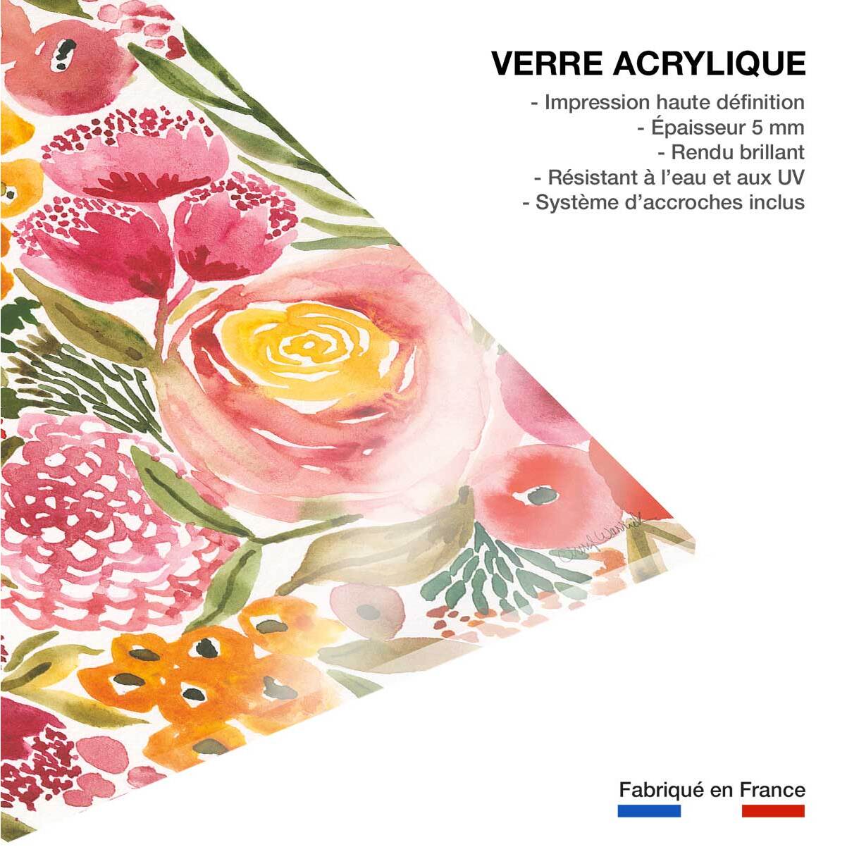 Tableau fleurs pivoine Tableau verre acrylique