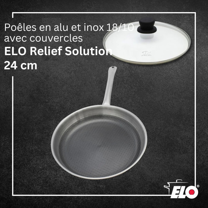 Poêle de 24 cm avec couvercle Elo Relief Solution sans PFAS