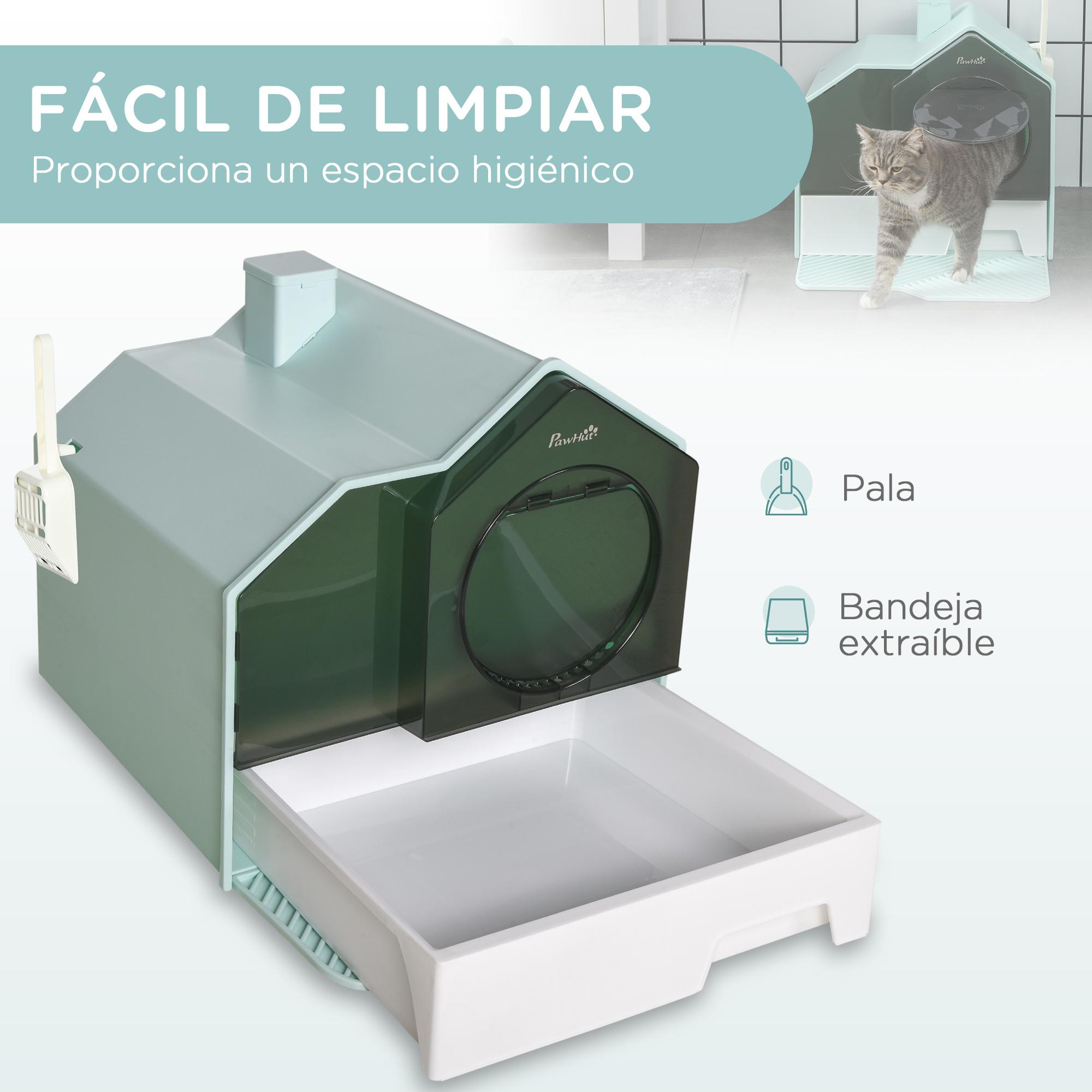 Arenero Cubierto para Gatos Caja de Arena Cerrada para Gatos con Bandeja Extraíble Pala Pedal Exterior y Filtro Desodorizante 47x45x42 cm Azul