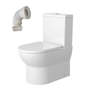 Pack Wc A4 + Manchon Connecteur | Toilette En Céramique | Manchon Extensible 150-470Mm | Wc Avec Abattant Frein De Chute | Double Chasse | Sortie Duale | Alday