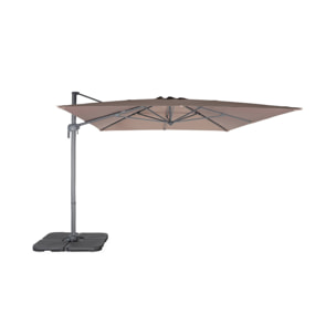 Parasol déporté rectangulaire 3x4m – Antibes – taupe – parasol déporté. inclinable. rabattable et rotatif à 360°