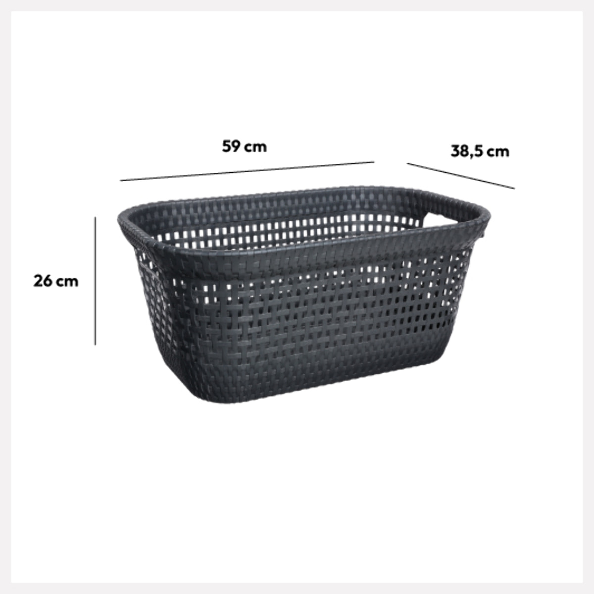 Corbeille à linge 45L Gris Rattan