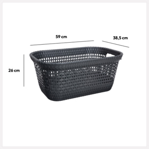 Corbeille à linge 45L Gris Rattan
