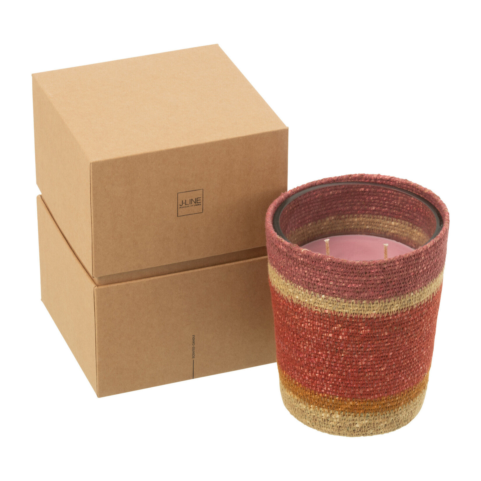 J-Line bougie parfumée Panier - Tender Rose - verre - bordeaux - medium - 55H