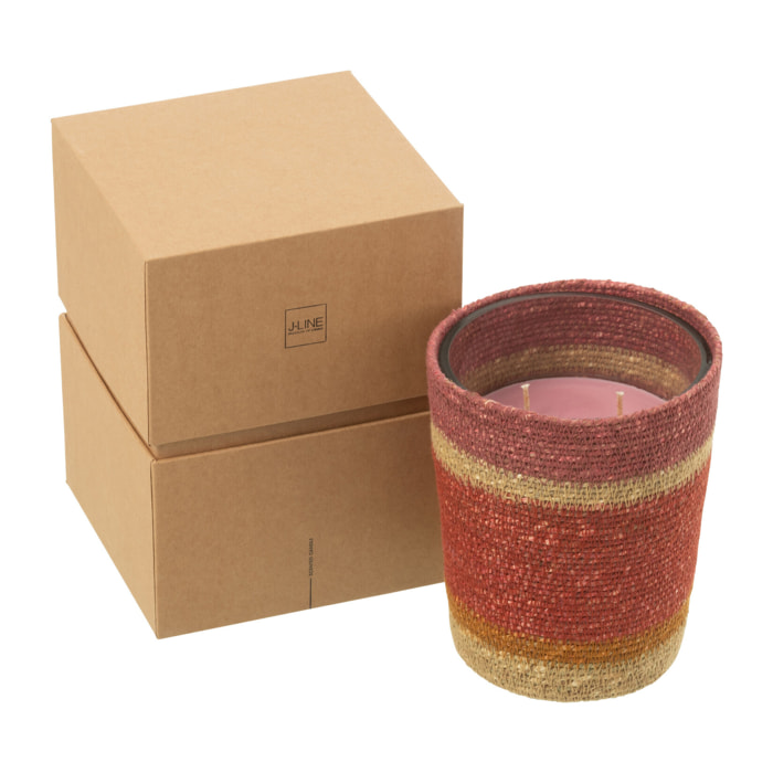 J-Line bougie parfumée Panier - Tender Rose - verre - bordeaux - medium - 55H