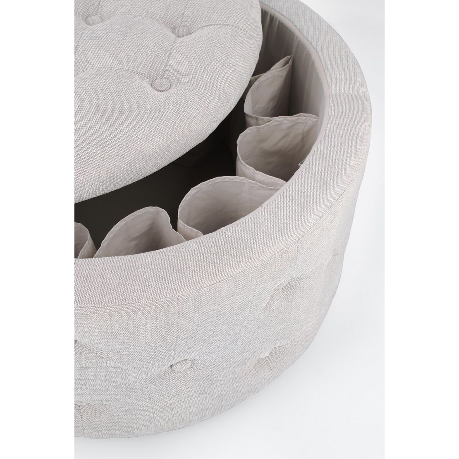 Pouf contenitore porta scarpe ERNESTINE in tessuto grigio chiaro