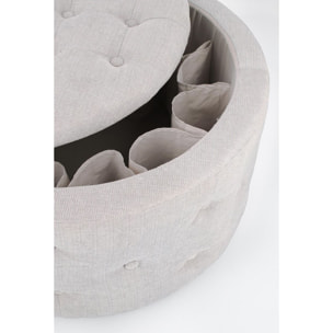 Pouf contenitore porta scarpe ERNESTINE in tessuto grigio chiaro