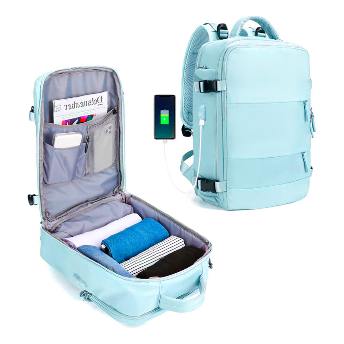 Zaino da cabina da viaggio di grande capacità con multicompartimento (scarpe, vestiti, laptop).