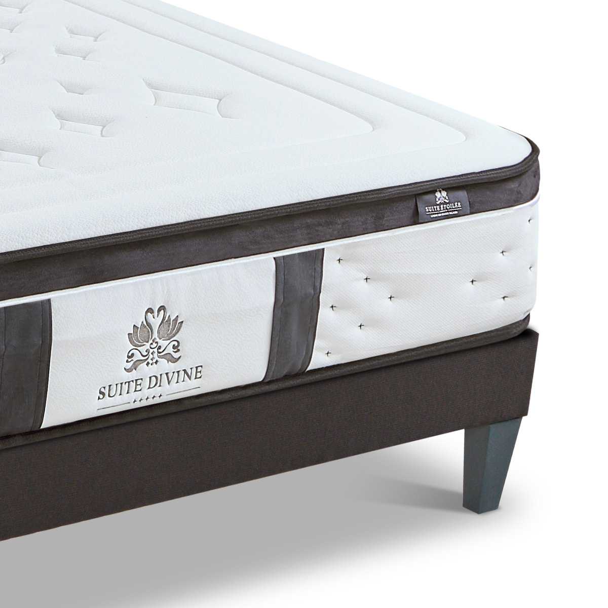 Ensemble Matelas Suite Divine & Sommier KIT15, 32 cm, Mémoire de Forme et Mousse Hypersoft, Technologie Tri-Lattes, Soutien Ferme