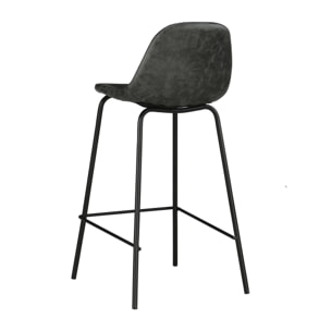 Lot de 2 chaises pour îlot central 65 cm en cuir synthétique gris - Henrik