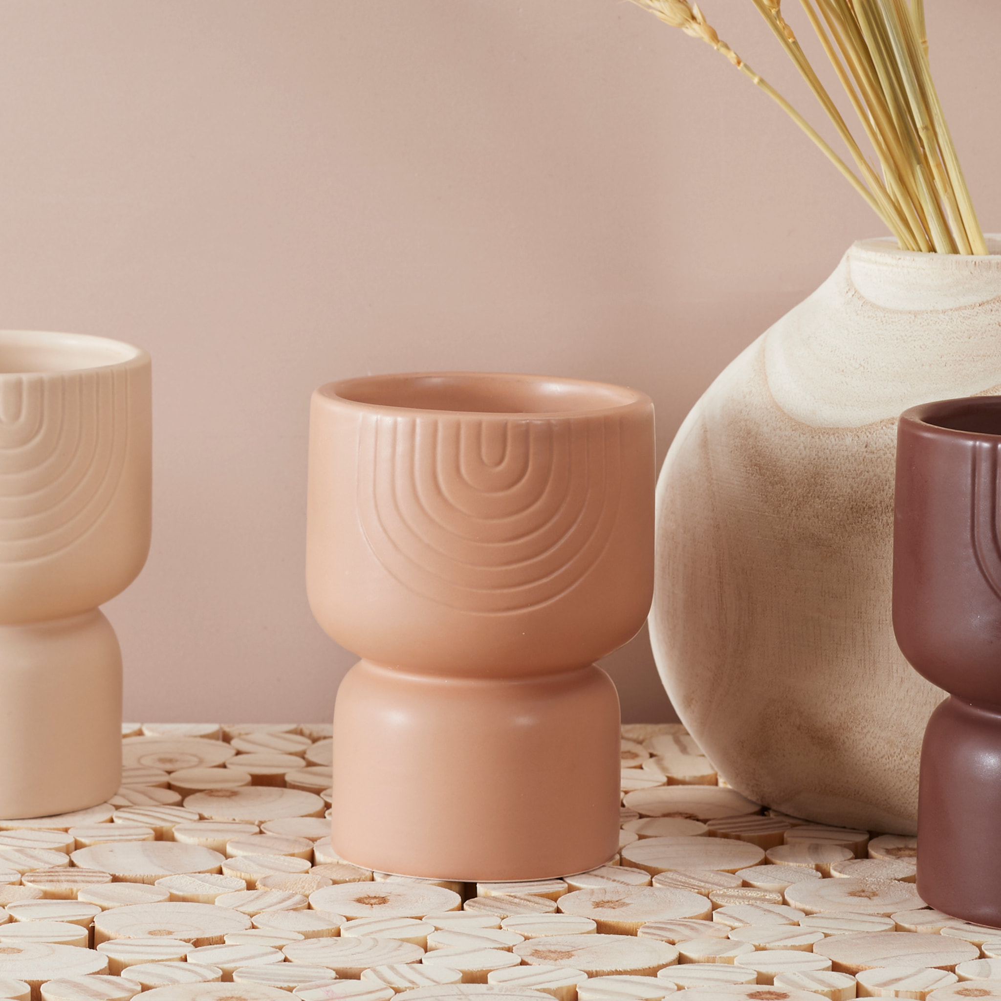 Lot De 3 Bougies Ceramique Sahana