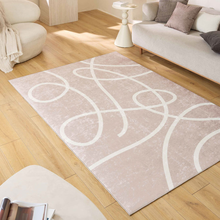 GREGE - Tapis lavable motif abstrait - Beige