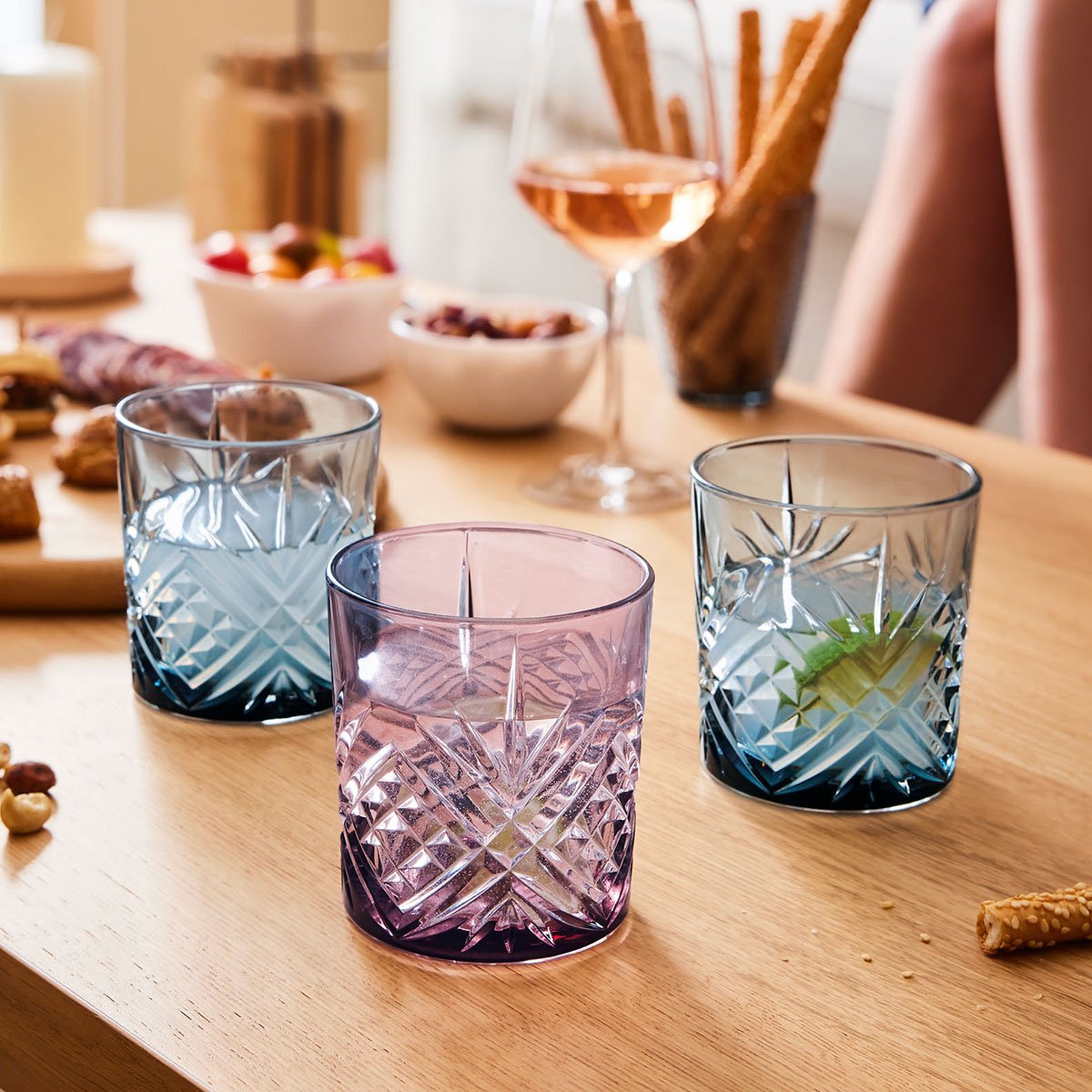 4 verres à eau bleus 30 cl