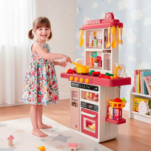 Cucina Giocattolo Bambini Con Luci E Suoni Realistici Rubinetto Con Riciclo Acqua Forno Fornelli Apribili 50 Accessori Gioco Educativo 3–8 Anni Rossa