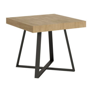 Table extensible 90x90/194 cm Abbraccio chêne nature pieds anthracite