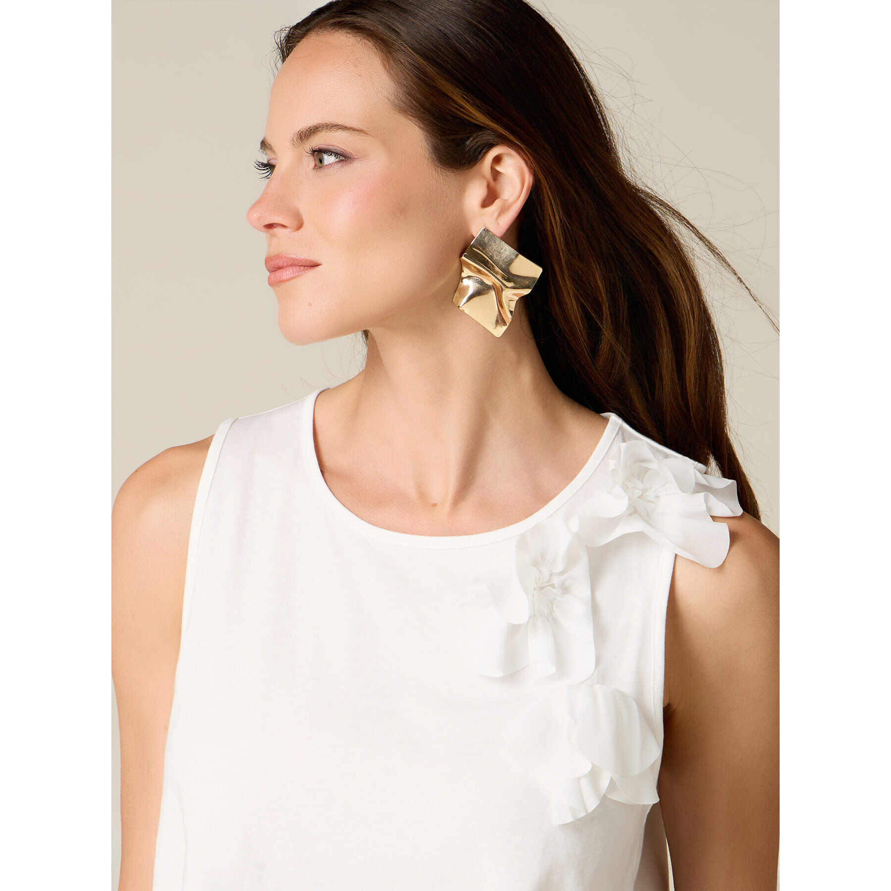 Oltre - Top in cotone con applicazioni floreali - Bianco