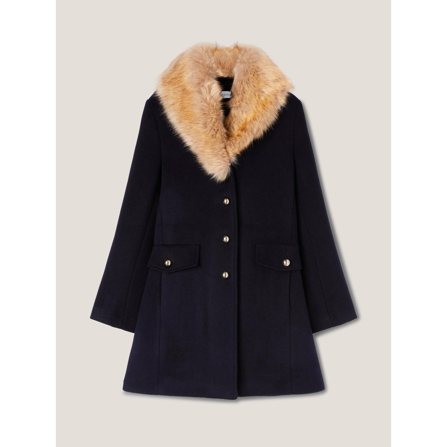 Motivi - Cappotto slim con collo - Blu