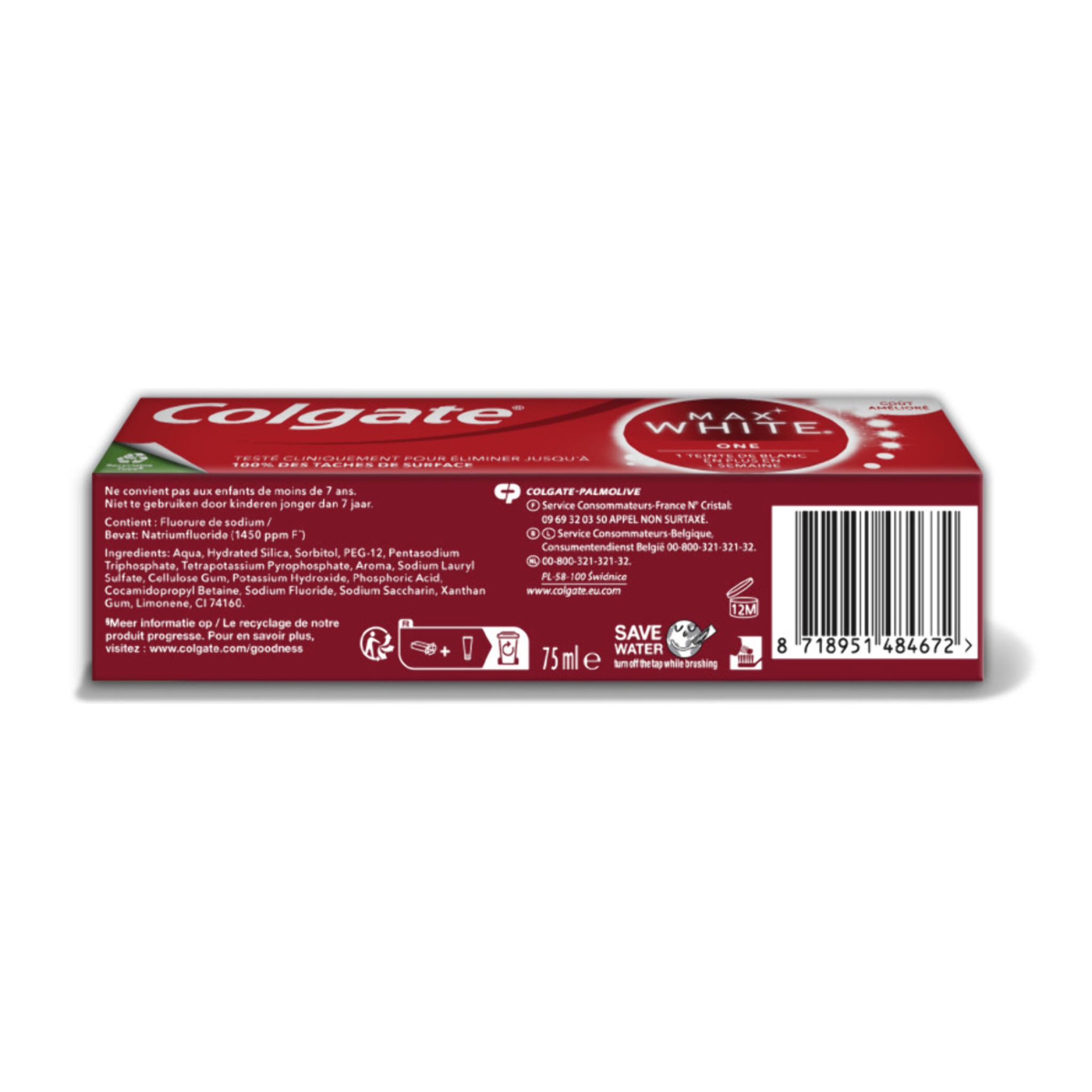 Pack de 12 - Colgates dentifrices Colgate Blancheur 1 teinte 75ml