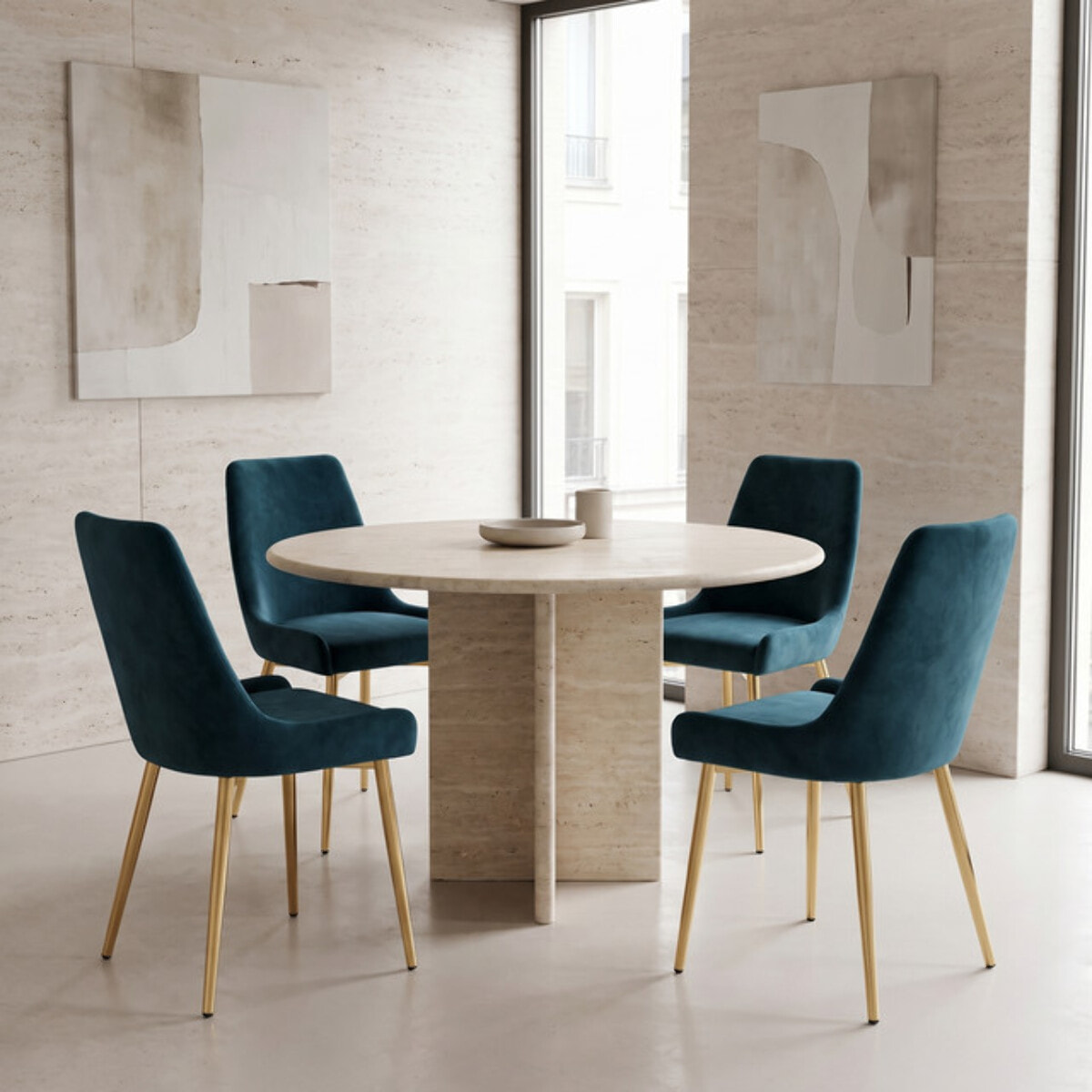 Sedia Imbottita in Effetto Velluto con Gambe Oro, Design Moderno ed Elegante per Sala da Pranzo, Cucina, Soggiorno, Studio e Ufficio