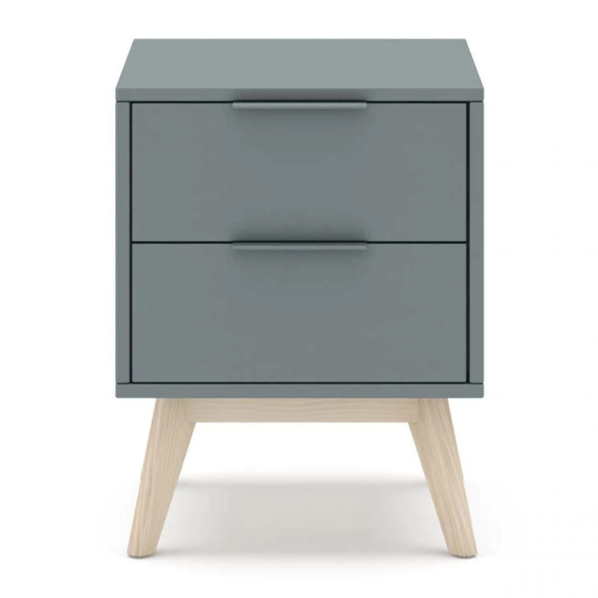 Mesita de noche de 2 cajones y patas en verde salvia y oak soft 40x53 cm Numa Verde Salvia - Oak Soft