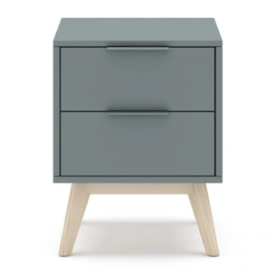 Mesita de noche de 2 cajones y patas en verde salvia y oak soft 40x53 cm Numa Verde Salvia - Oak Soft