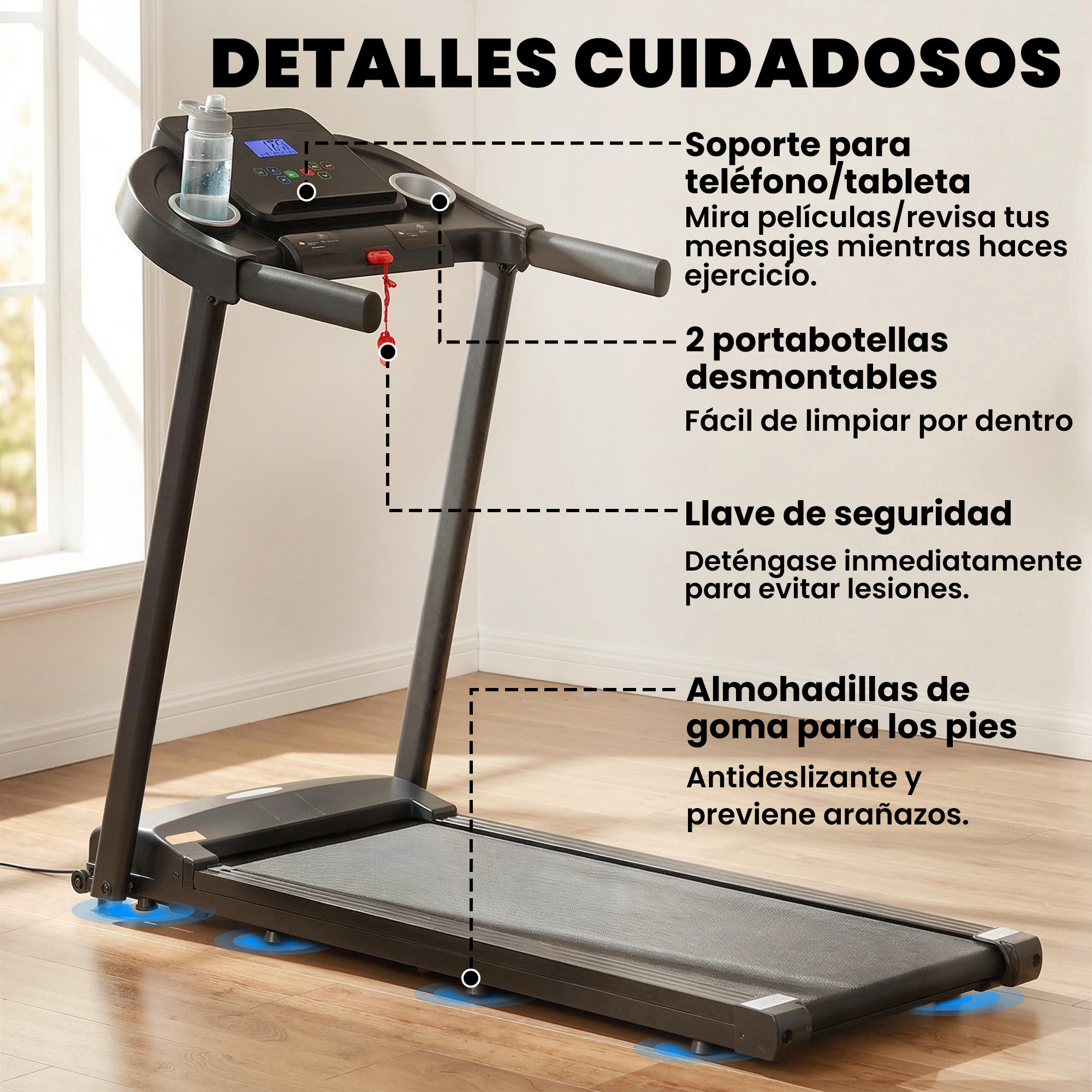Cinta de Correr para Casa, 1-12 KM/H 1,5HP, Andar Caminadora Eléctrica con 12 Programas Preestablecidos, Ruedas, Pantalla LED, Soporte para Móvil, 2 Portavasos para Gimnasio en Hogar y Oficina