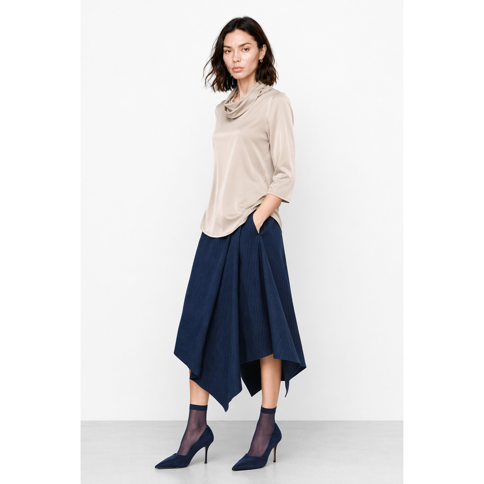 Kocca - Blusa in viscosa con scollo ad anello e maniche a 3/4 Donna