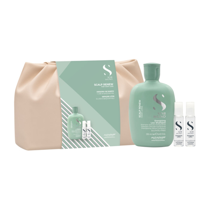 ALFAPARF MILANO Set Semi Di Lino Scalp Renew Energizing Shampoo 250ml + Lotion 24x10ml + Pochette Omaggio