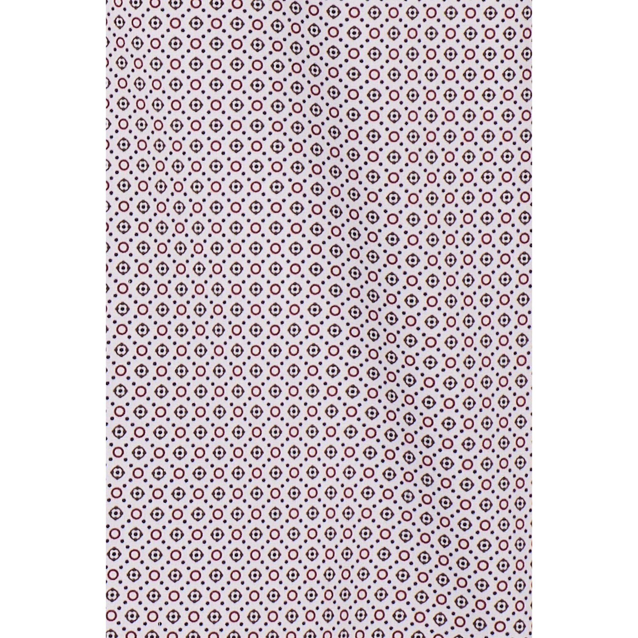 Camicia Uomo 1 Bottoni Button Down Slim Popeline Stampato Bianco e Verde Militare