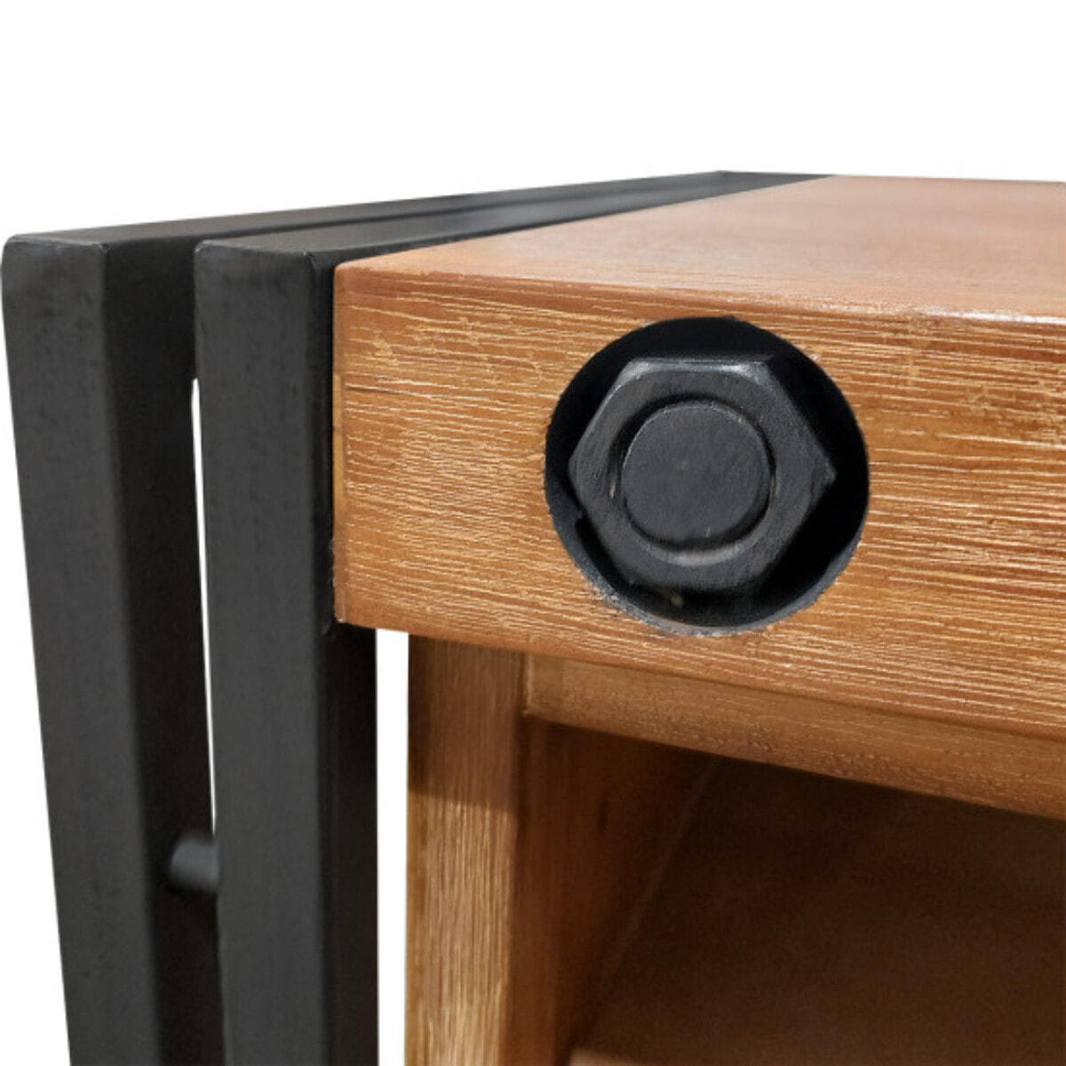 Table basse en acacia et métal style industriel - ATELIER