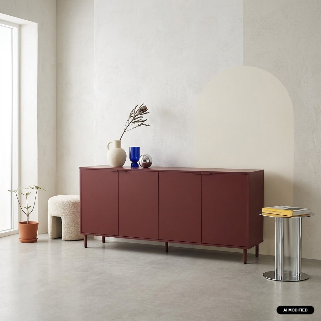 Buffet décor bois et métal 4 portes 160cm ELLIE