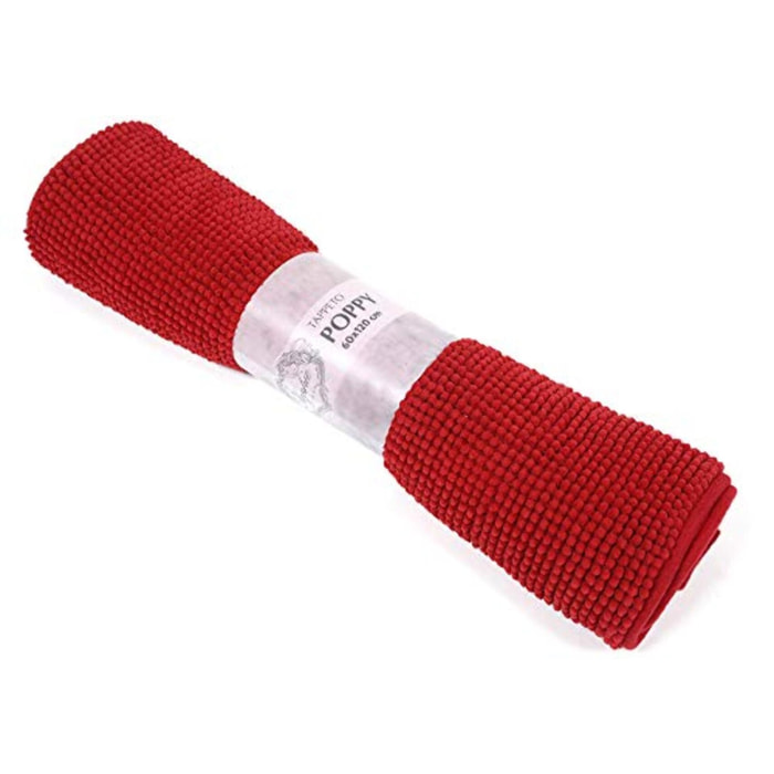 Tappeto Bagno Poppy Bordeaux, Antiscivolo, Tessuto Morbido e Assobente.