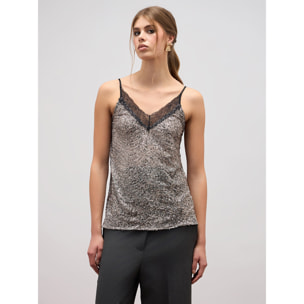 Oltre - Sequined lingerie top - Gris