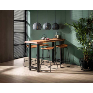 Djoda - lot de 4 tabourets de bar - bois massif d'acacia - Noir / Bois