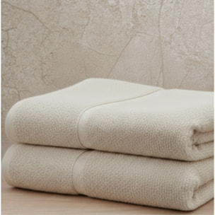 CASA MATTA Coppia Asciugamano + Ospite in Spugna di Puro Cotone 400 gr/mq_Ivory
