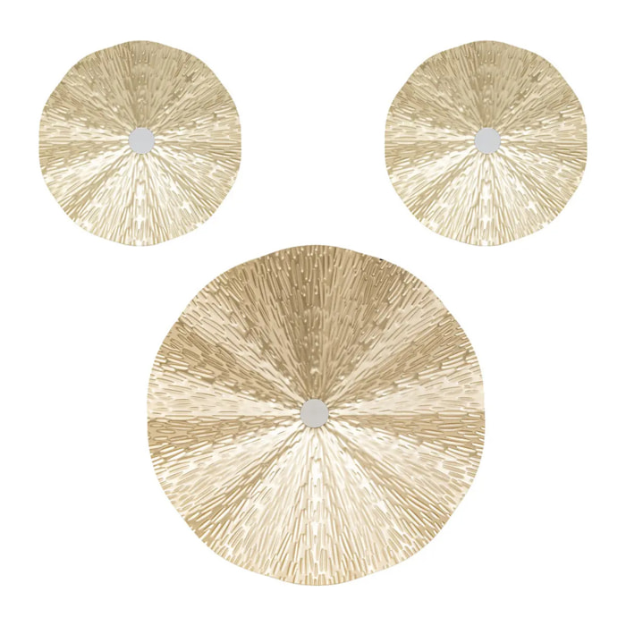 Lot de 3 déco murales Leslie métal doré D22/225/335cm