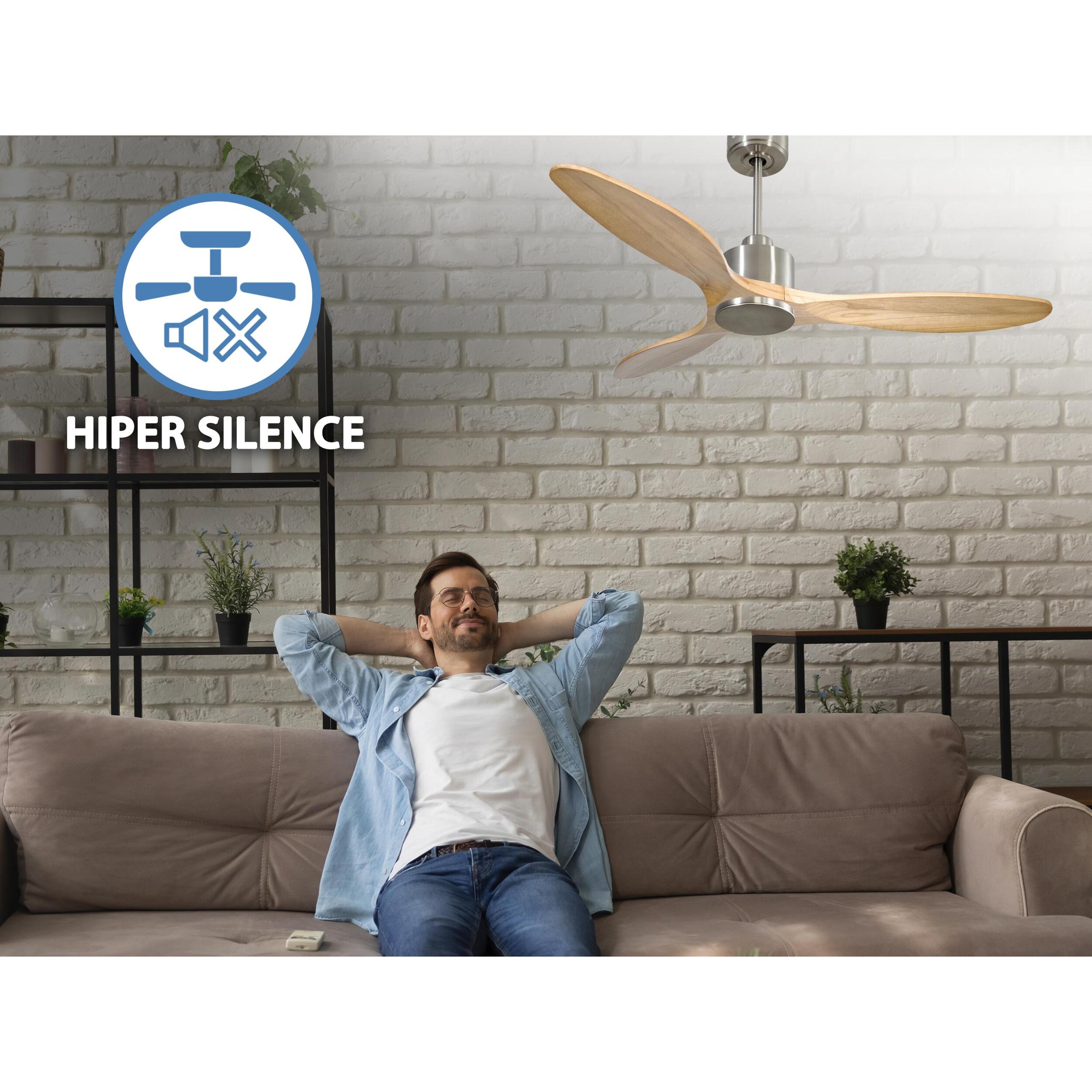 Ventilador de techo Reversible Termostato Wifi Motor DC Techos Inclinados Mando a Distancia Hypersilence Memoria SalamisD132C0364984 PURLINE