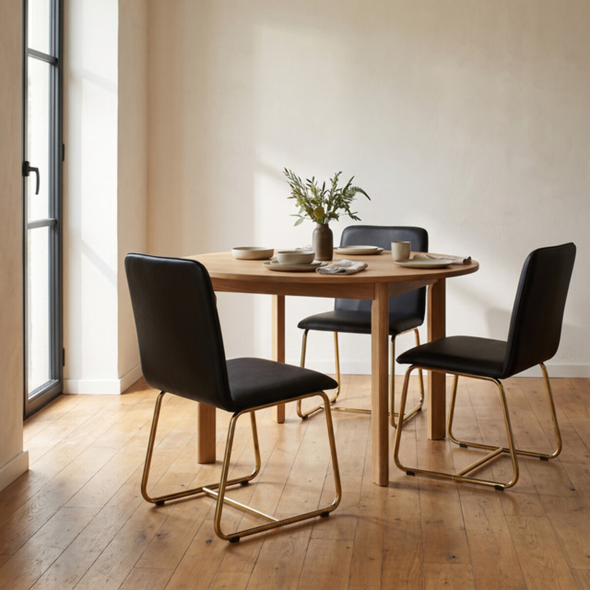Sedia Imbottita in Similpelle con Gambe Oro, Design Moderno ed Elegante per Sala da Pranzo, Cucina, Soggiorno, Studio e Ufficio