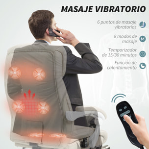 Silla de Oficina con Masaje de 6 Puntos Reclinable Silla de Escritorio Giratoria con Función de Calefacción Altura Ajustable Reposapiés Respaldo Alto y Mando a Distancia para Estudio Beige