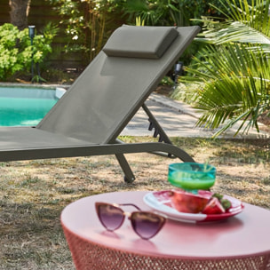 Bain de soleil acier multi positions avec coussin et roulettes (lot de 2) ONA