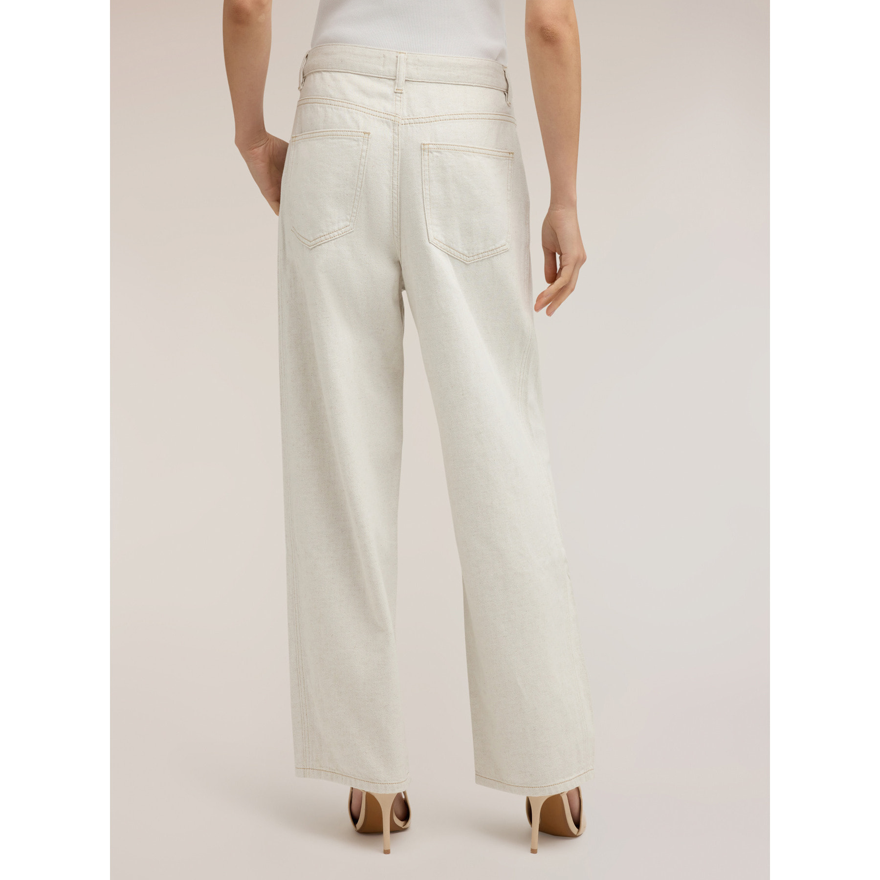 Motivi - Pantalones barrel en drill mezcla de lino - Blanco